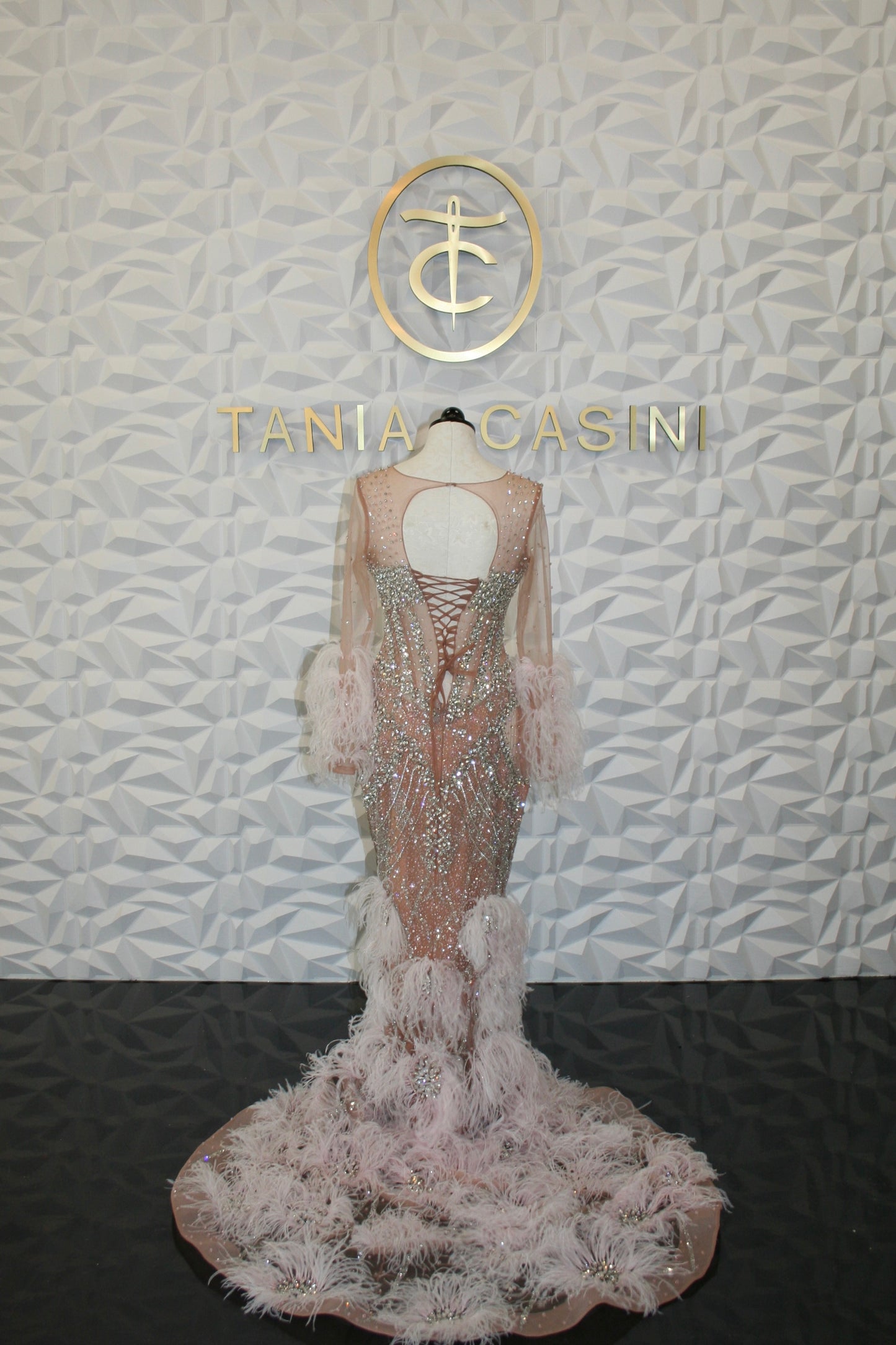 Blush feather crystal dress