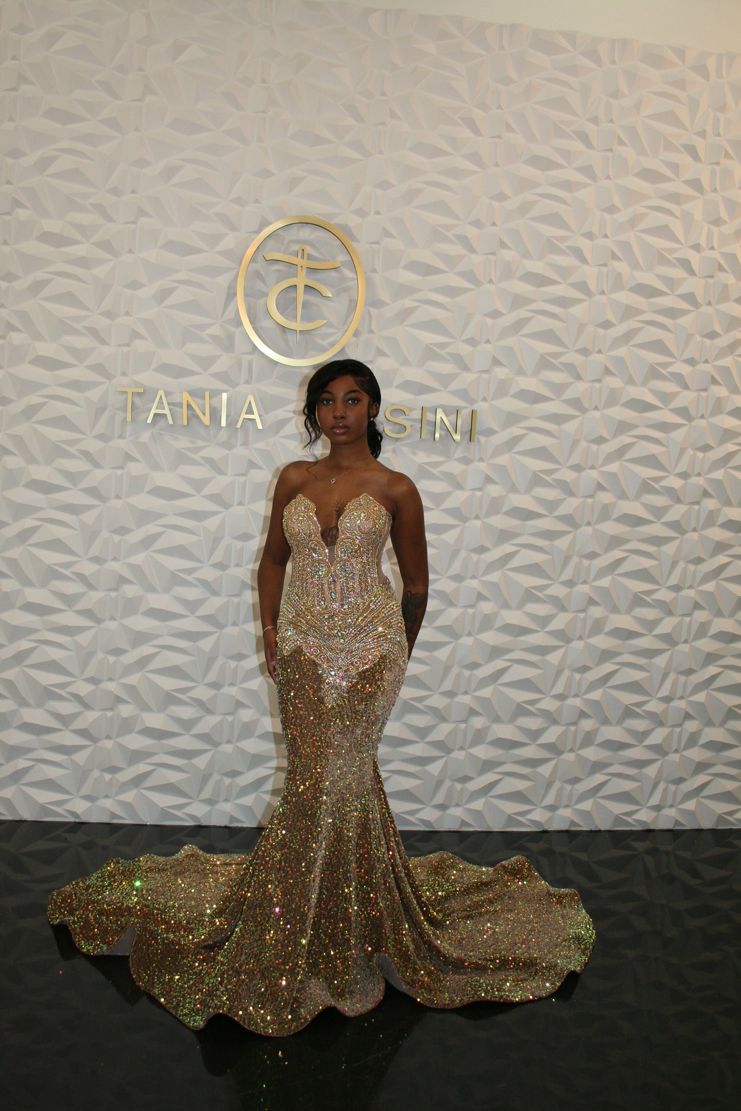 Nya Dress in dark gold irridescent