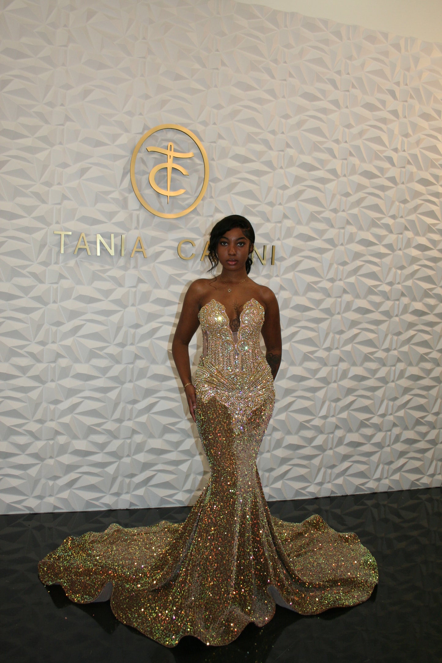 Nya Dress in dark gold irridescent