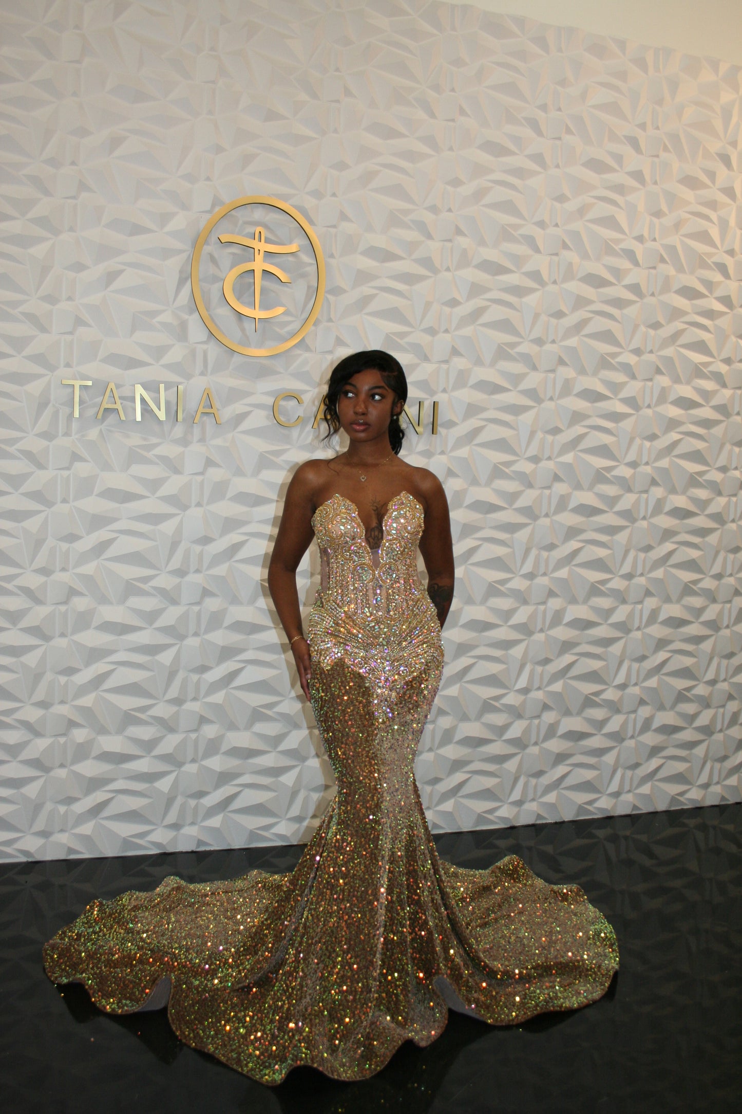 Nya Dress in dark gold irridescent