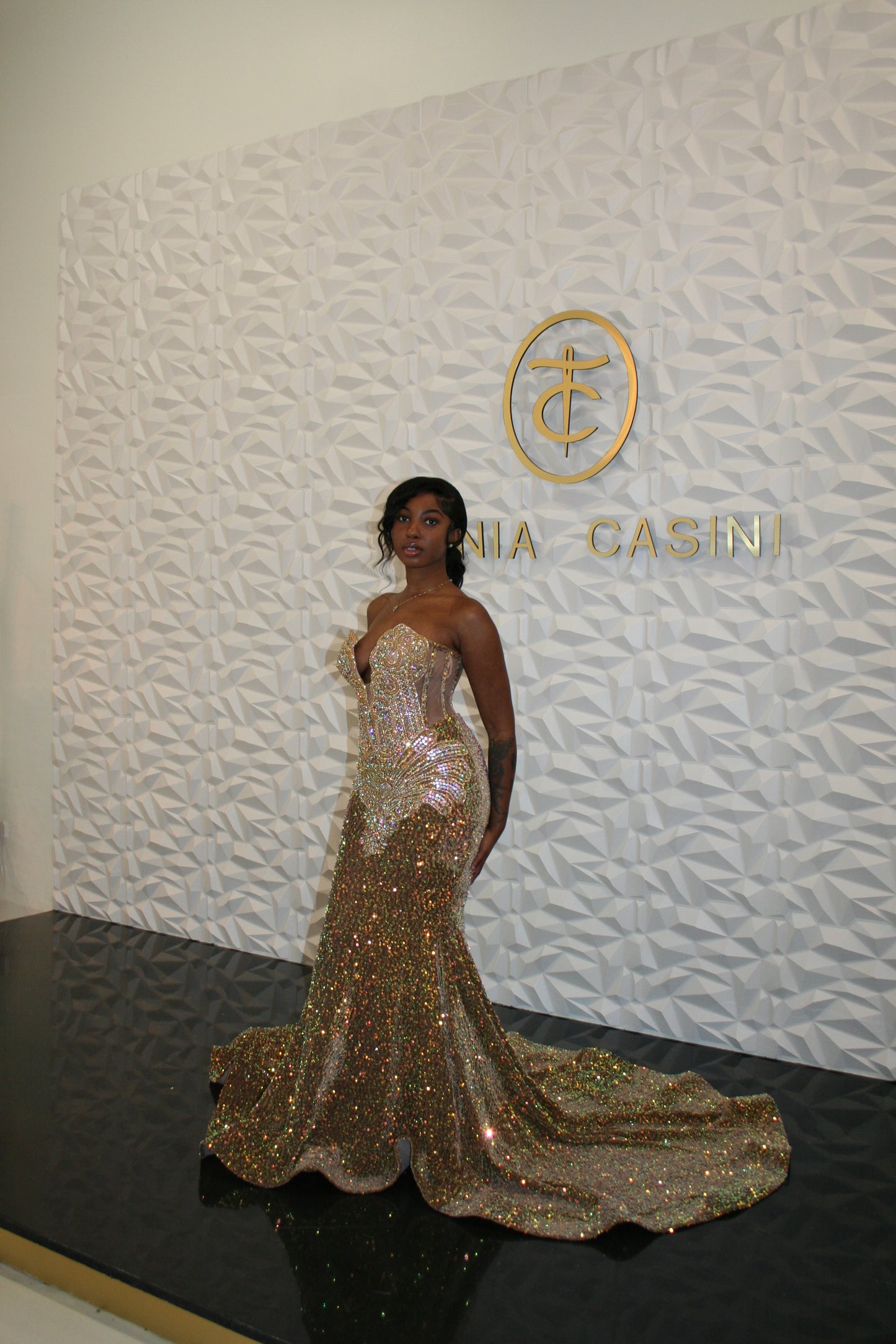 Nya Dress in dark gold irridescent