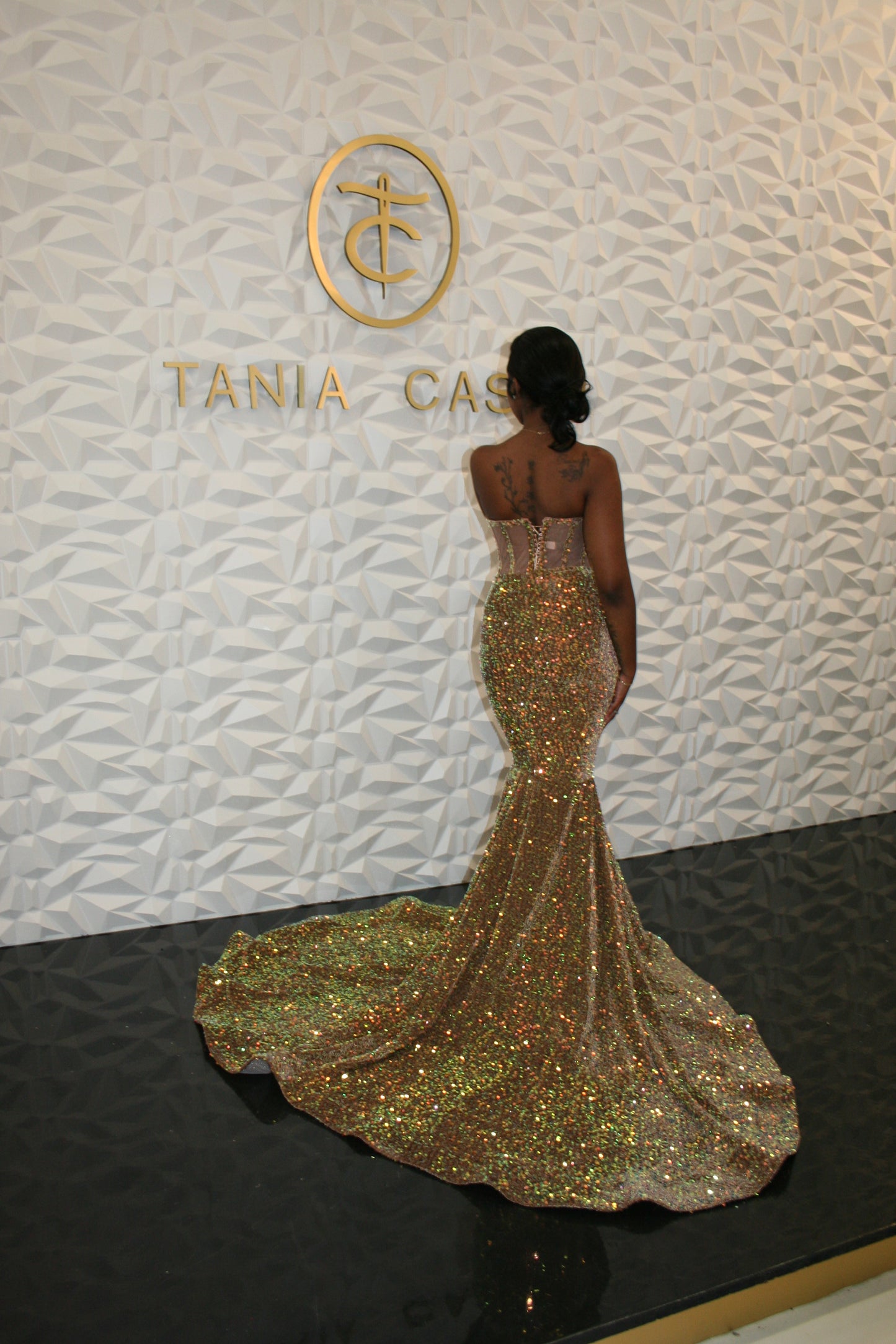 Nya Dress in dark gold irridescent