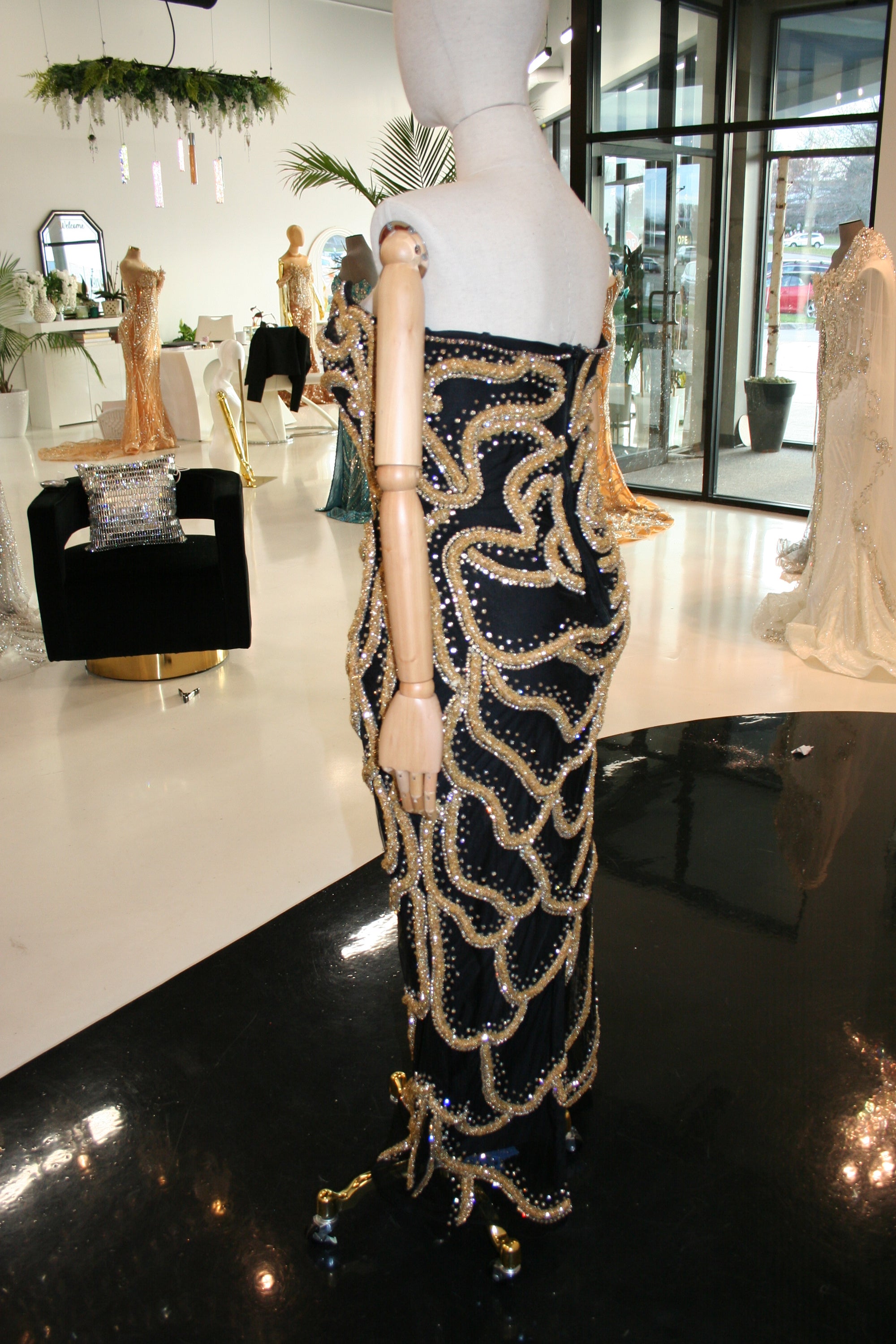 Black &amp; Gold Rose Dress