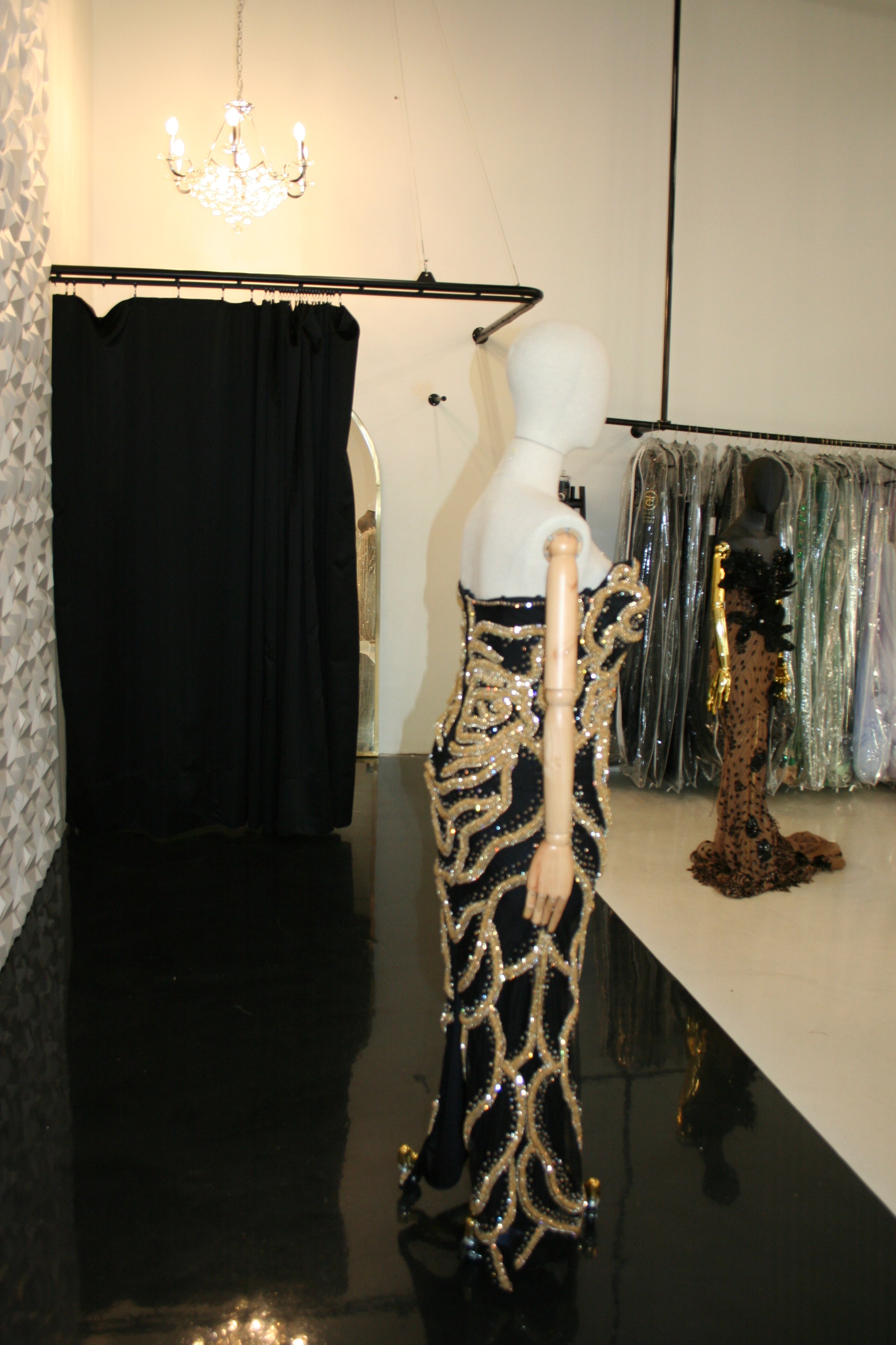 black and rose gold dress Sequin Cape Sleeve Prom Dress Mini & Long Gown