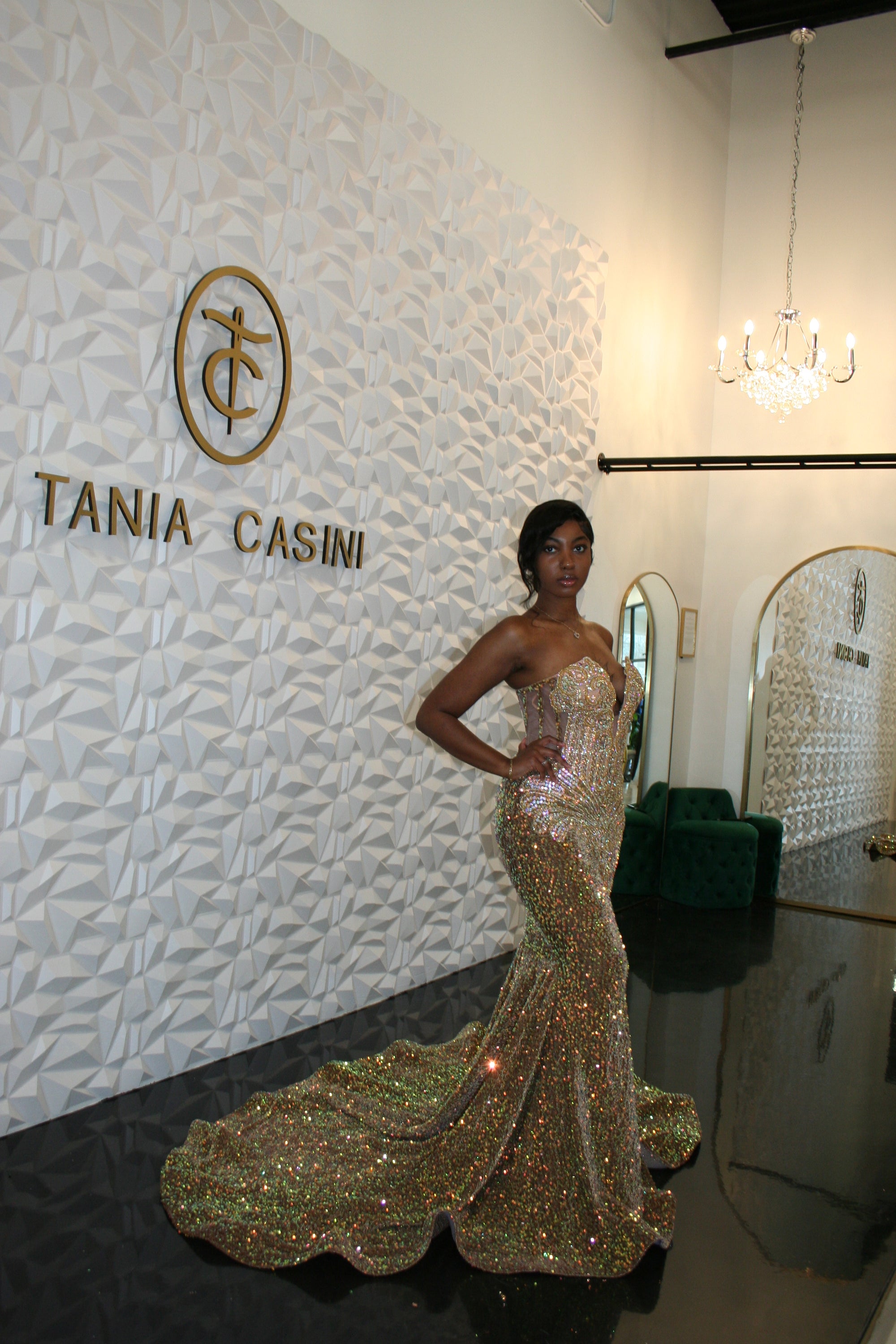 Nya Dress in dark gold irridescent