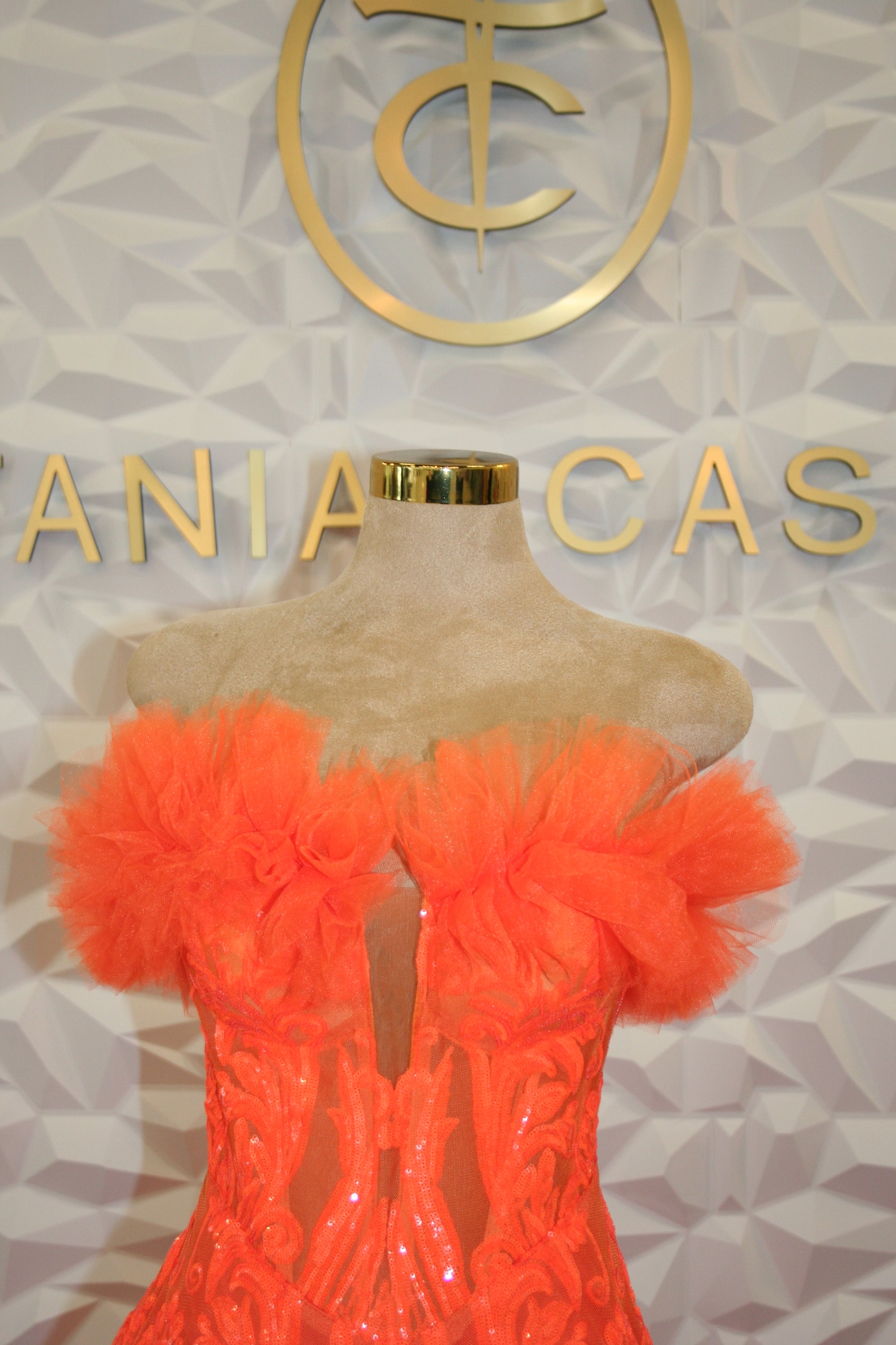 Orange sequin &amp; tulle dress